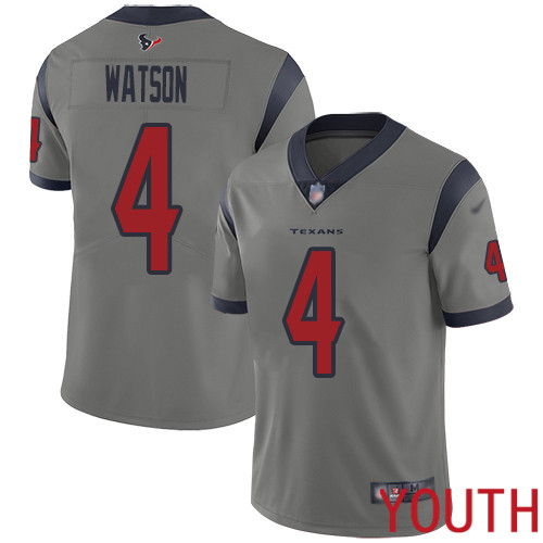 Houston Texans Limited Gray Youth Deshaun Watson Jersey NFL Football #4 Inverted Legend->youth nfl jersey->Youth Jersey